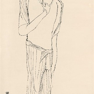 Yuan Yunsheng, Bodhisattva Statues of the Northern Wei Dynasty, 138x68cm, Ink on rice paper, 1981