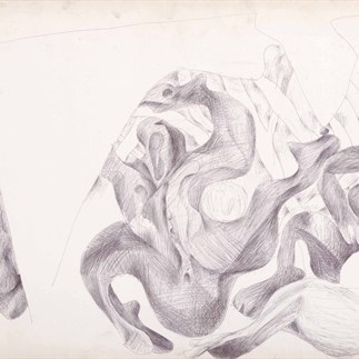 Yuan Yunsheng, Inside and outside of community, Pen on cardboard, 51x76cm, 1985 New York