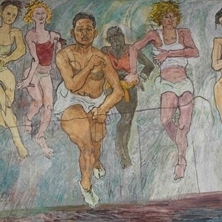 Yuan Yunsheng, Marathon, 2010,  Oil paint on linen, 180 x 250 cm