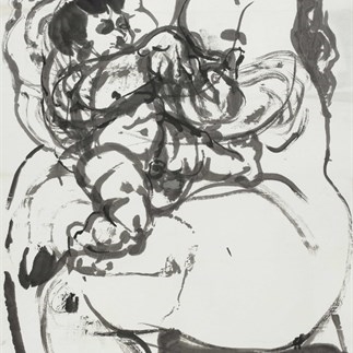 Yuan Yunsheng, Mother and Son, Ink on paper, 196x177cm, 1991