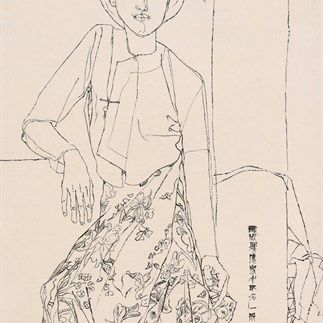 Yuan Yunsheng, Portrait of the Dai Girl Yiban, Ink on Xuan paper, 68x95cm, Autumn of 1978