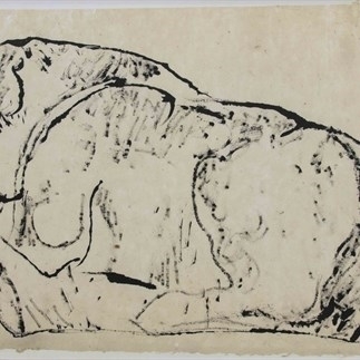 Yuan Yunsheng, Side Sketch of Stone Horse in Huo Qubing's Tomb, 65x97cm,  Ink on paper, 1981