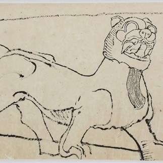 Yuan Yunsheng, Sketch of Maoling Stone Lion, 63x99cm, Ink on paper, 1981