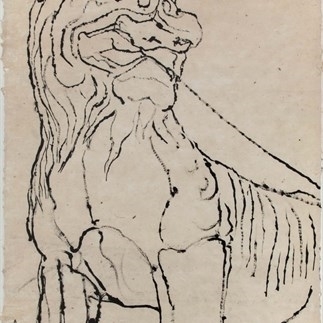 Yuan Yunsheng, Sketch of Maoling Stone Lion, 99x64cm, Ink on paper,  1981