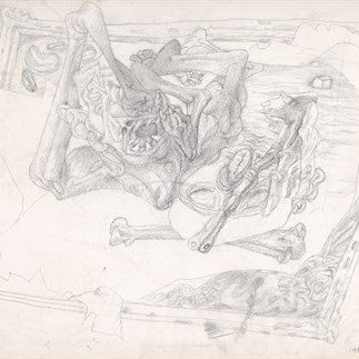 Yuan Yunsheng, Untitled, 51x76cm, Pen on cardboard, 1983.8 New York 3