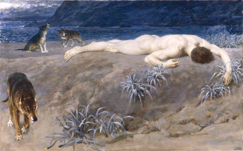 图11《死去的赫克托耳》（Dead Hector），布里顿·里维耶尔（Briton Rivière），1892，©曼彻斯顿美术馆.jpg