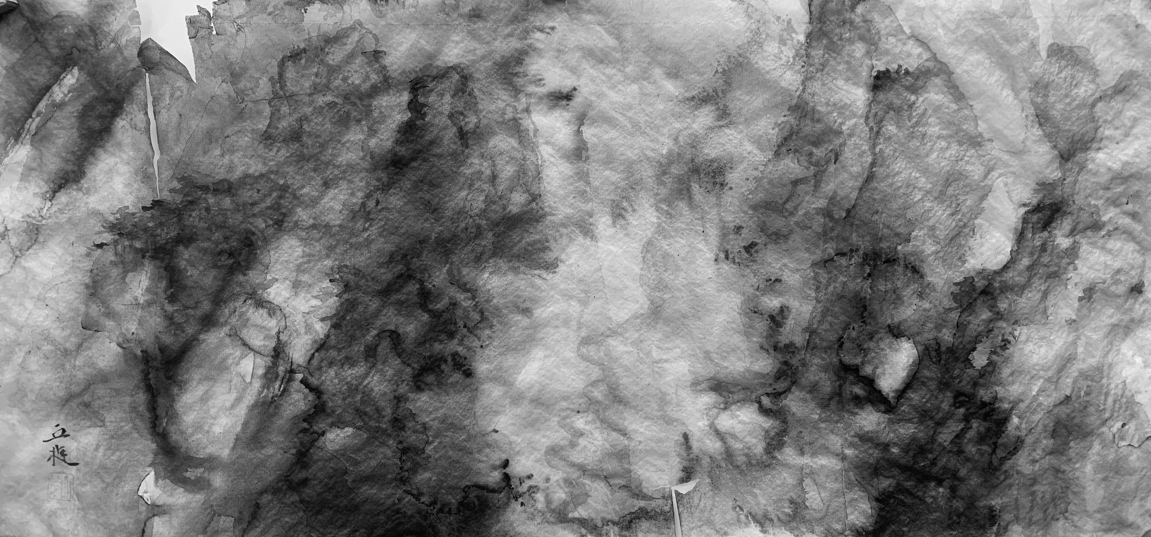 Qiu Ting, Among Clouds (created during the pandemic of COVID-19), 2020; ink on silk, 23x53cm.jpg