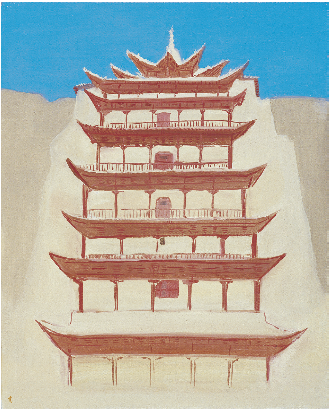 武艺《莫高窟九层楼》布面油画，50×40厘米，2010年.png