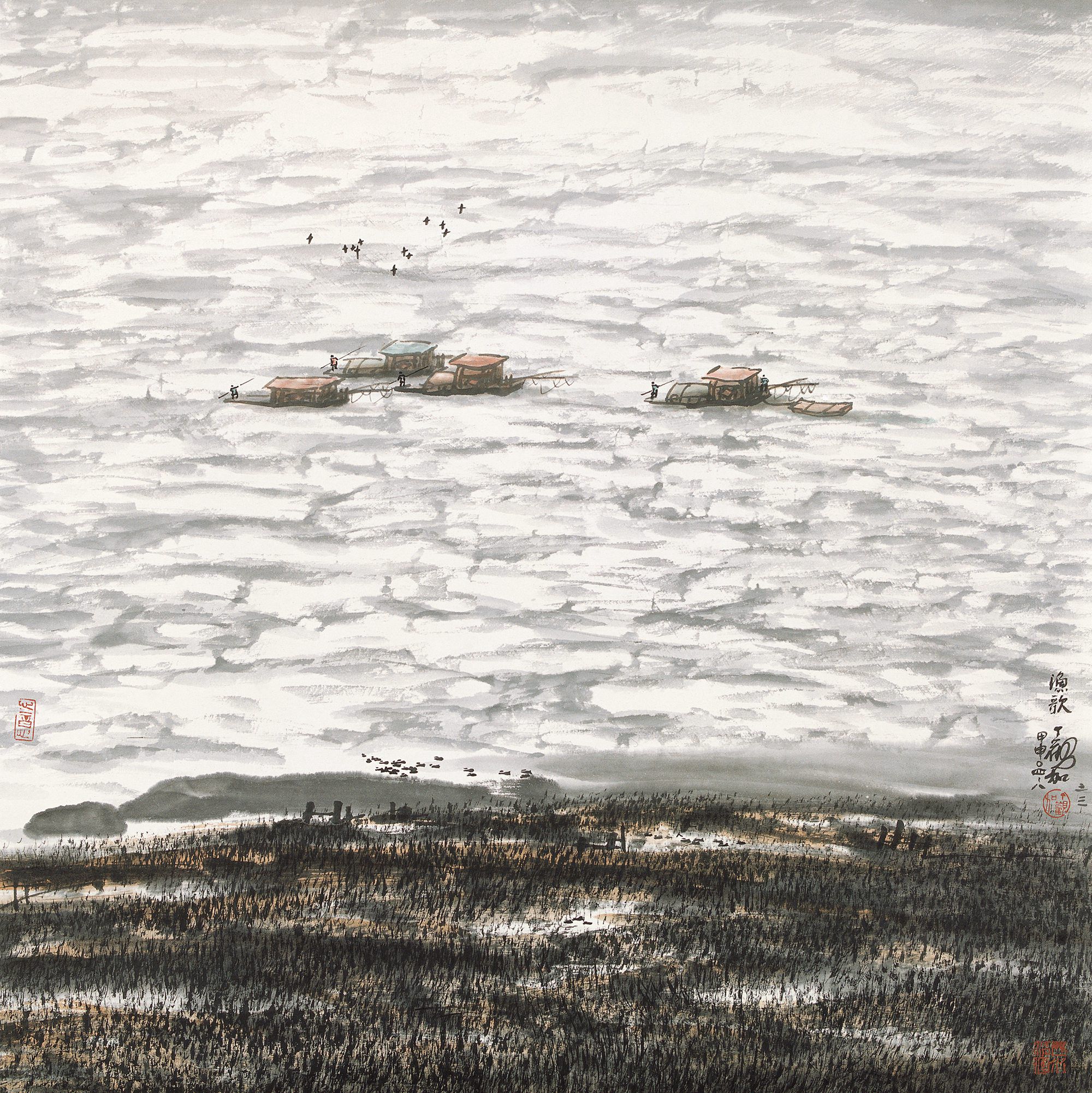 15 丁观加 渔歌 之三 68×68cm  纸本水墨 2004年.jpg