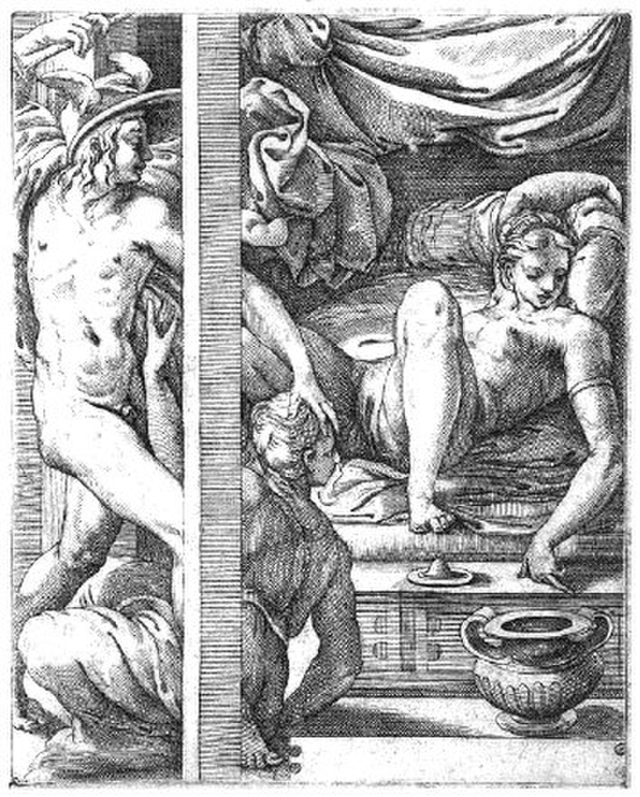 图11 1527 Mercury and Herse from the  Loves of the Gods (Bartsch 9-23), Caraglio, 12 after Perino del Vaga, 2 after Rosso.jpg