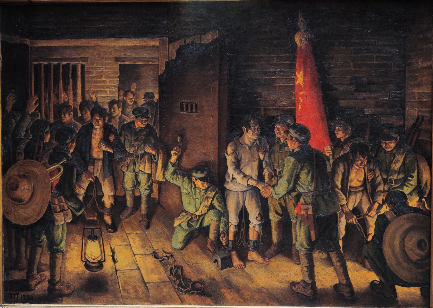 15 《开镣》，胡一川，1950年，北京，布面油画，174cmx244cm，中国国家博物馆藏.jpg