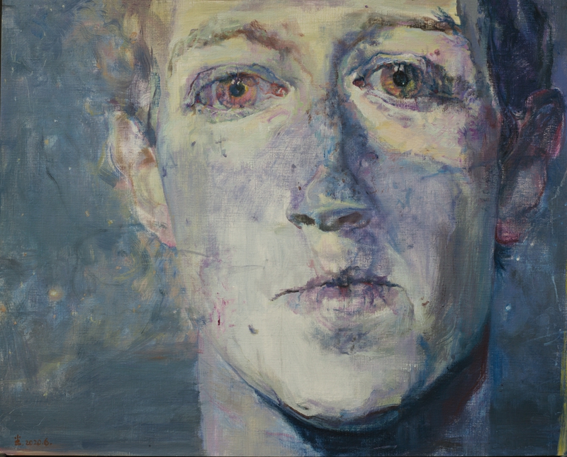 他者的肖像 #18 脸书的脸 Portraits of Otherness #18  The Face of Facebook 51x40.5cm 2020.6 纸本油画 oil on paper.jpg