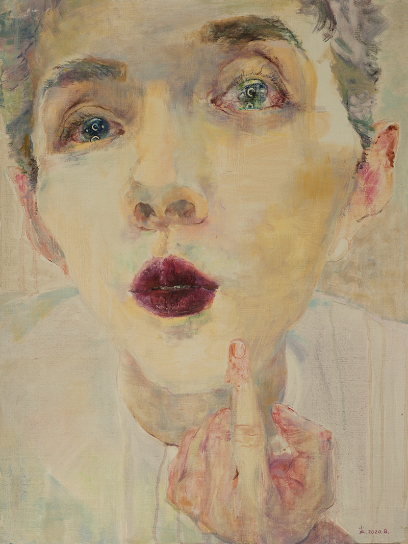 他者的肖像 #25 口红一哥 Portraits of Otherness #25 China's Lipstick King 61x45.8cm 2020.8 纸本油画 oil on paper.jpg