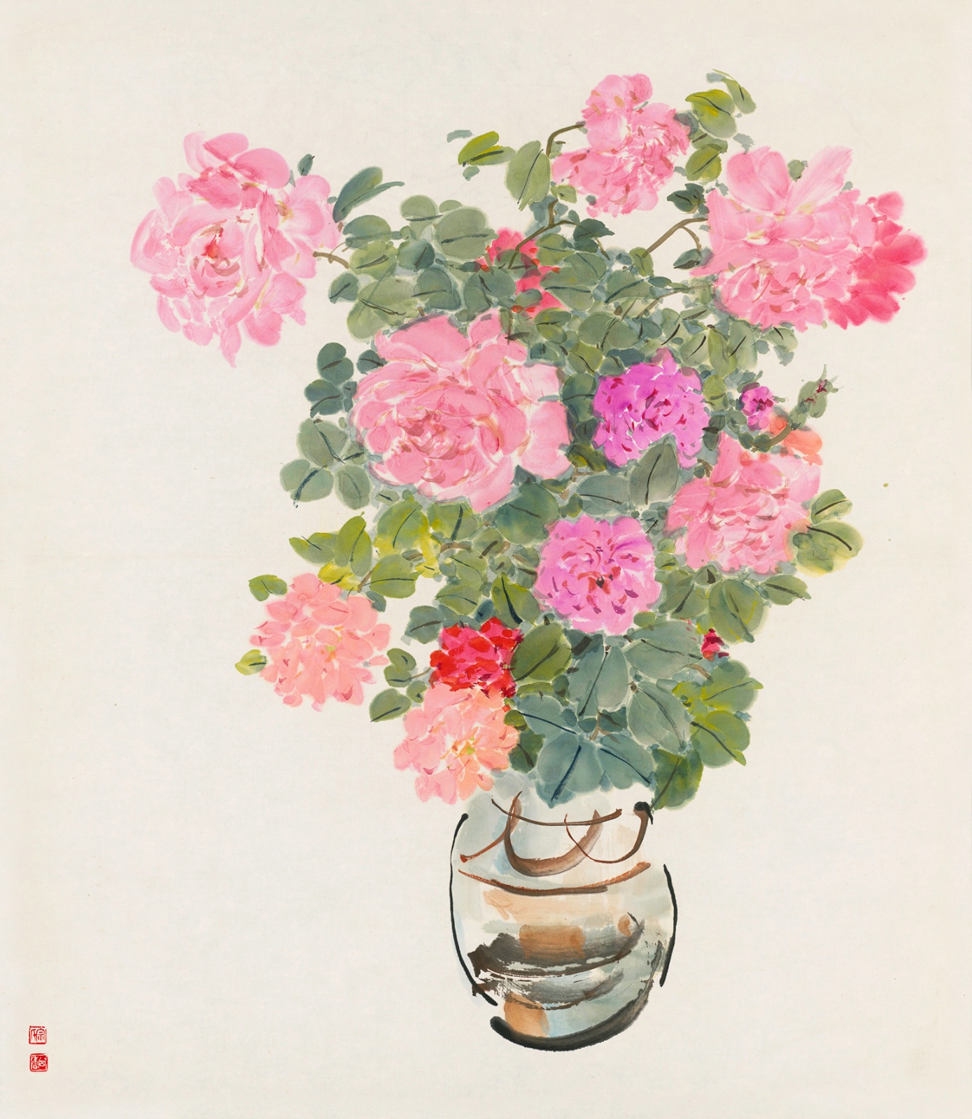 图12 宗其香 ，《月季瓶花》，纸本水墨设色 ，80cm×70cm， 1980年代.jpg