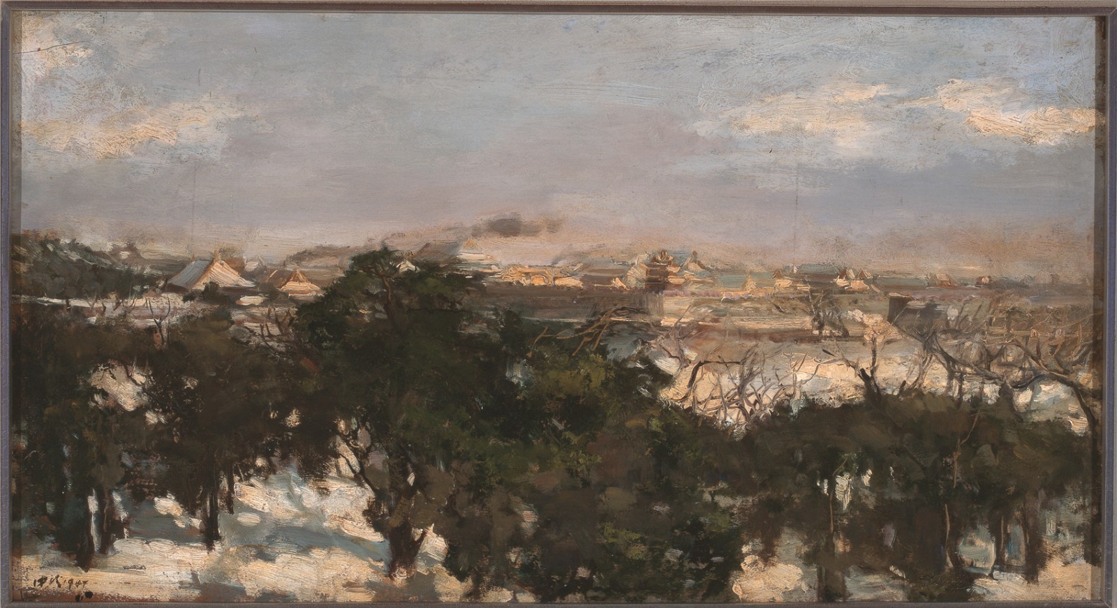 19 Ai Zhongxin, “Remnants of Snow in the Forbidden City”, 38×70cm, Oil on canvas, 1947.jpg