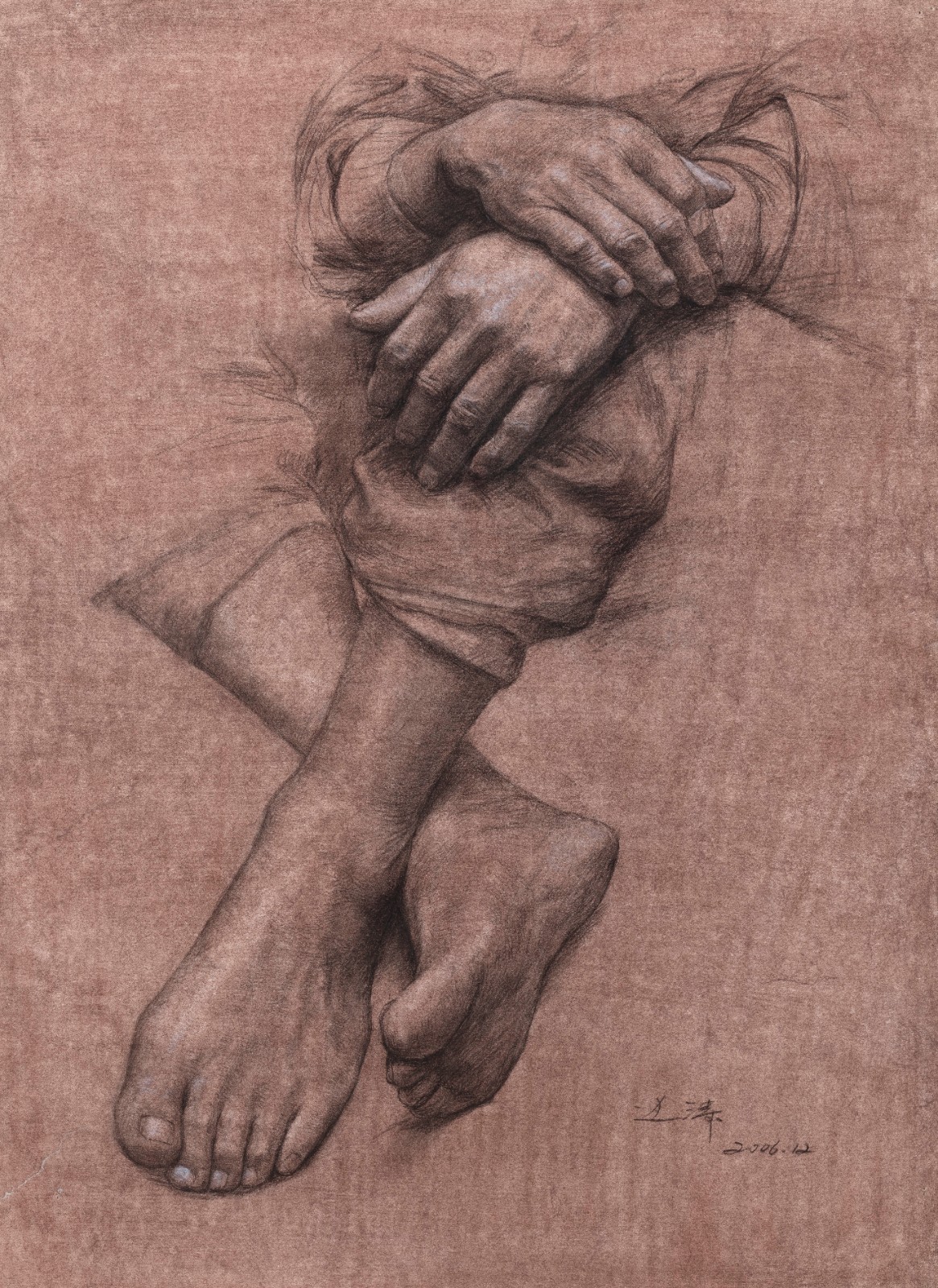 45 Bian Tao, “Sketches on Hands and Feet”, 59×44cm, Pencil on paper, 2007, Instructor Wang Shaolun.jpg