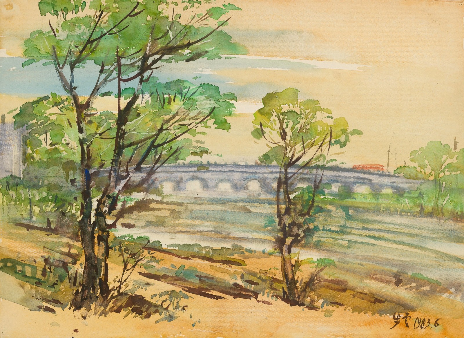 11 Song Buyun, “ Spring Scenery at Changchun South Lake”, watercolor on paper, 39cm×54.5cm, 1983.jpg