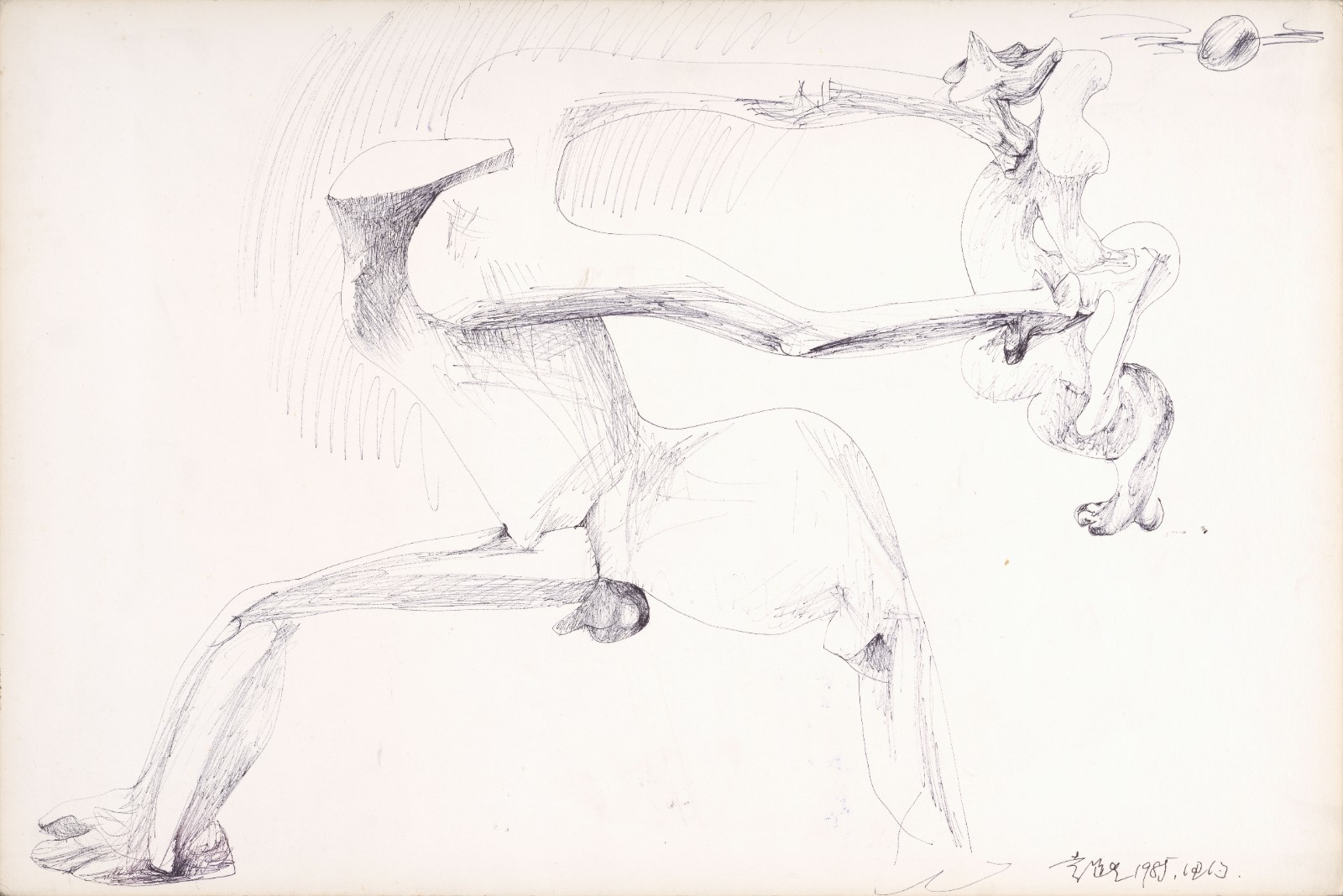 Yuan Yunsheng, The Flying Man, 51x76cm, Pen on cardboard, 1985.jpg