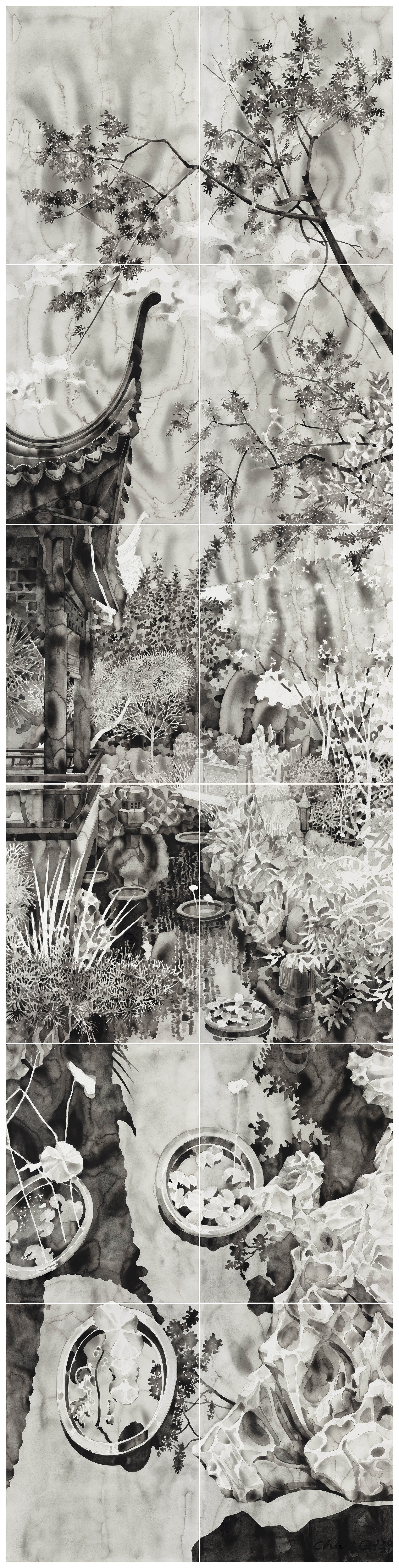 陈琦 Chen Qi，梁园 Liang Garden，456x112cm（76x56cmx12），纸本水墨 Ink on Paper，2020 新.JPG