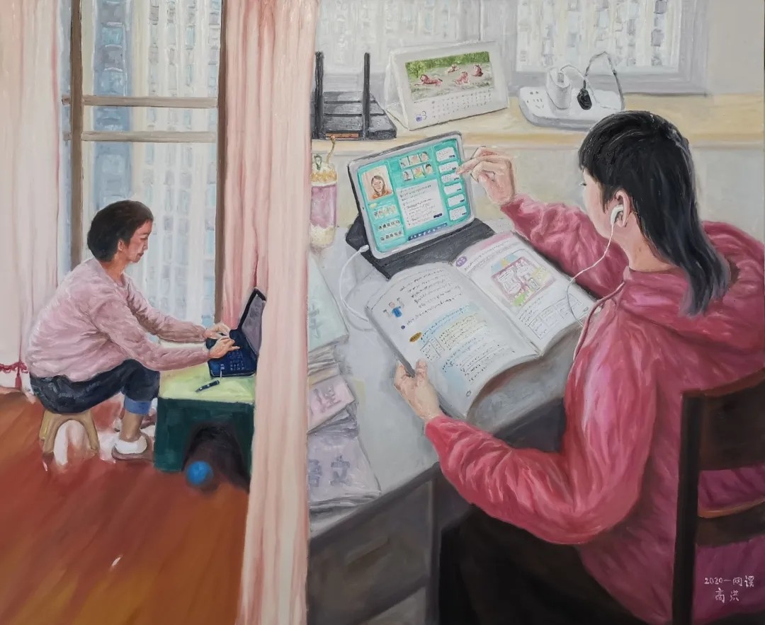 14 Gao Hong, “An Online Class”, 120×100cm, oil on canvas, 2021. Image courtesy of the artist..jpg