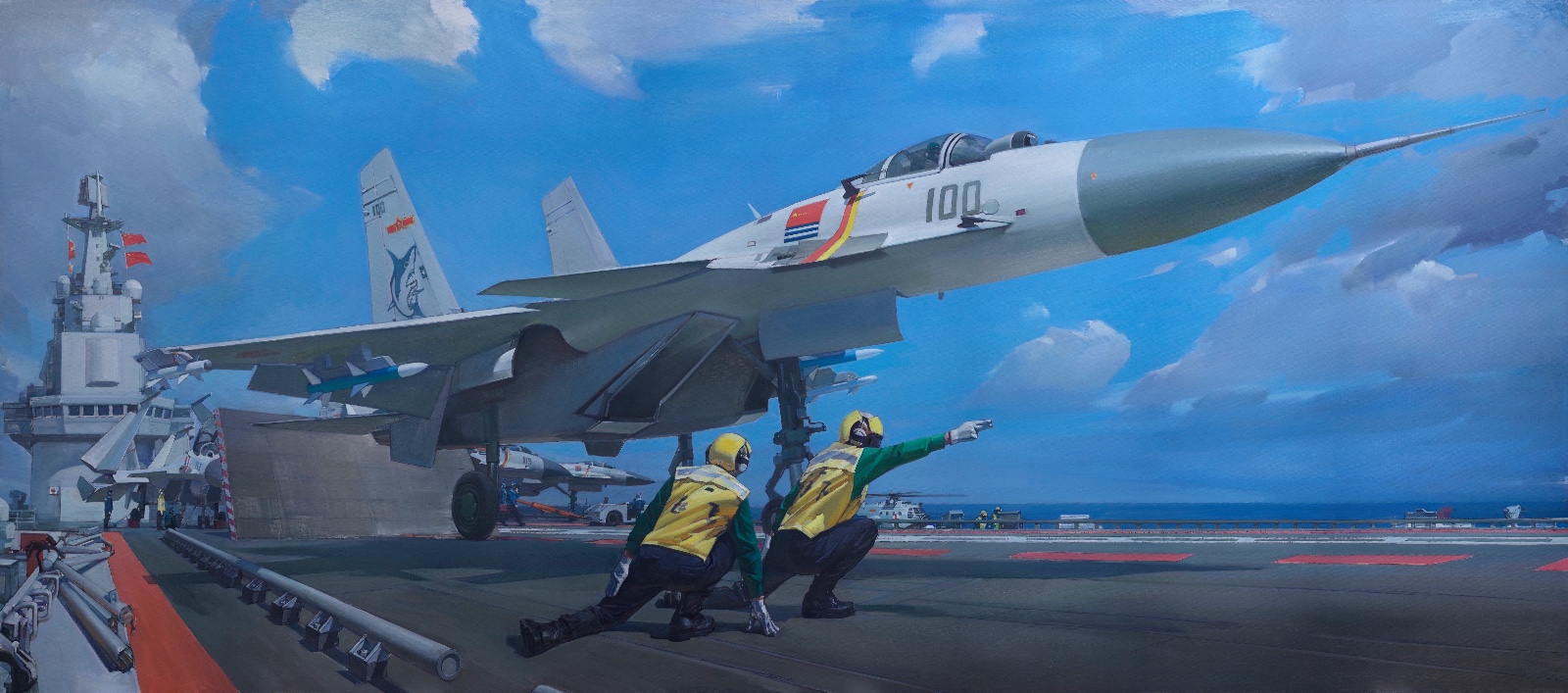 图9 辽宁号航母 许杨、廉南宁 油画 220×600cm 2019 中国美术馆藏.jpg