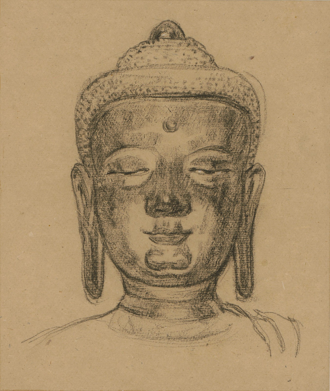 佛头，纸本素描，30×25.5cm，.1941年jpg.jpg