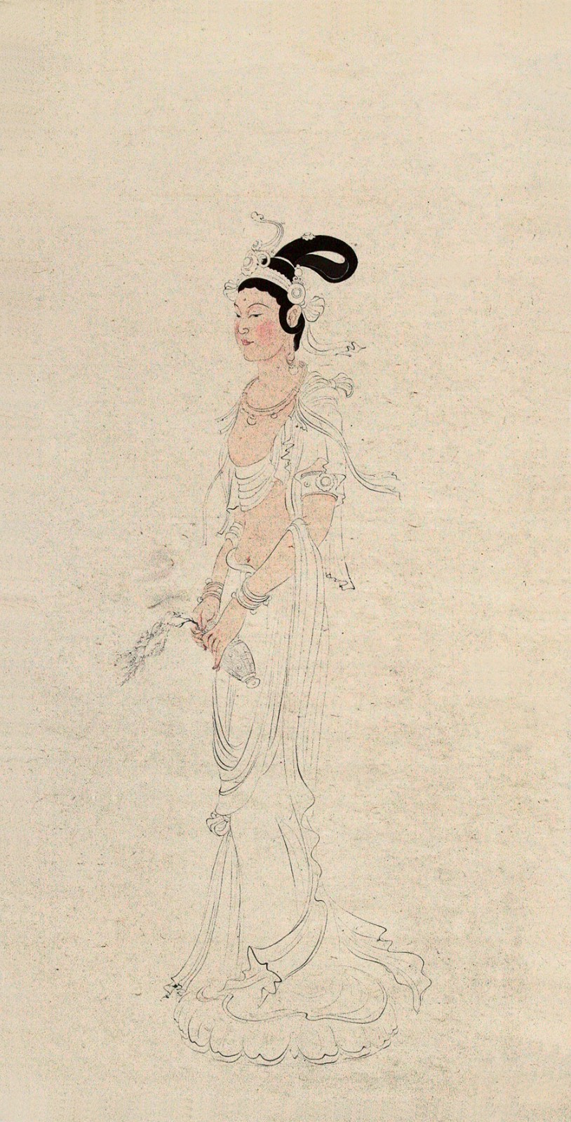 持瓶菩萨，纸本水墨设色，101×50.2cm，1942年.jpg