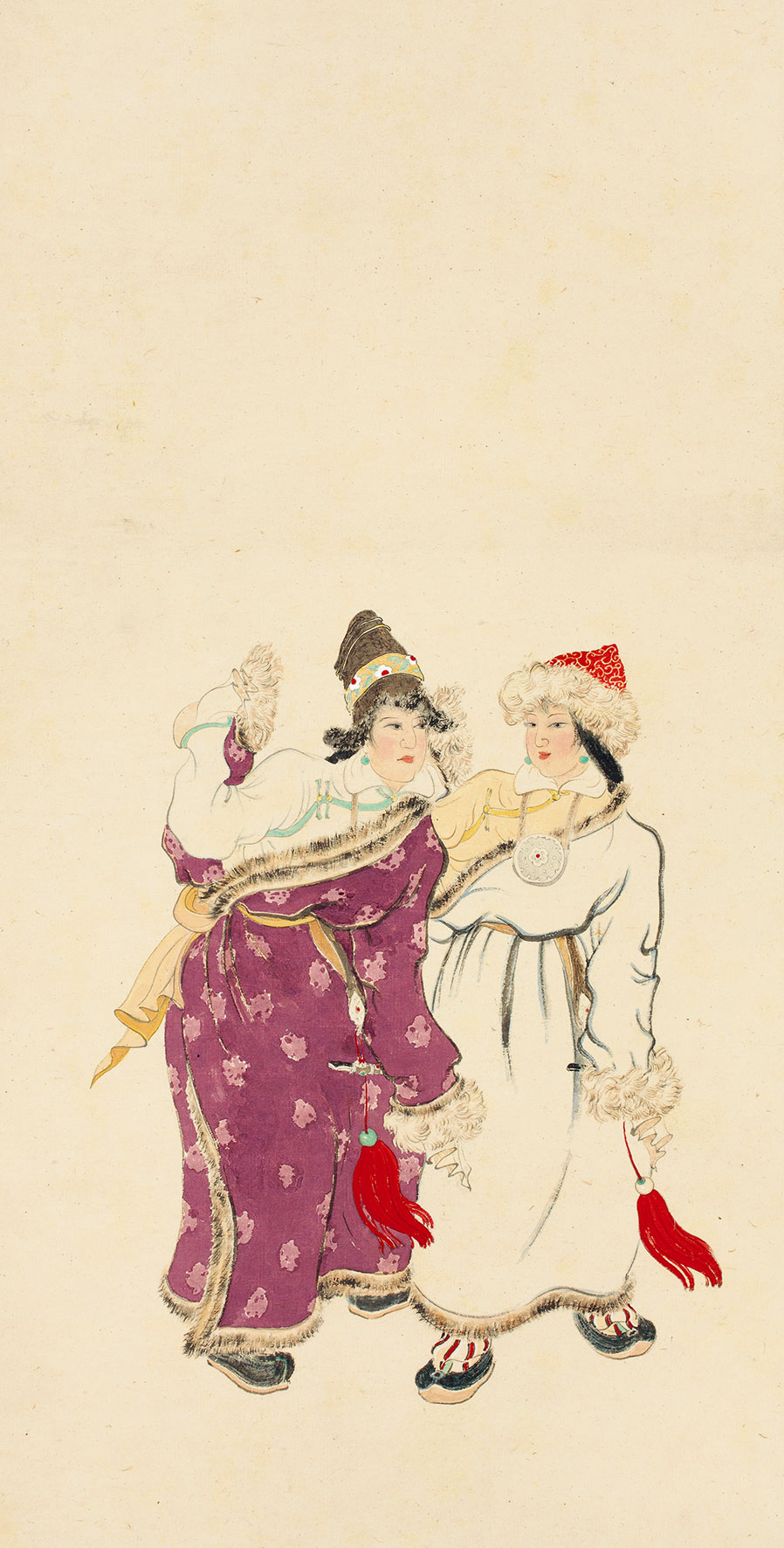 藏女舞蹈，纸本水墨设色，80 × 41cm，1943年.jpg