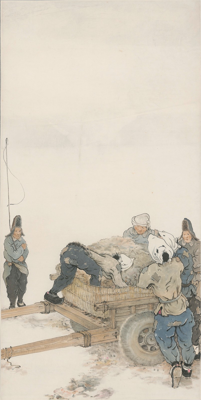 北平市民生活一景——运粮，纸本水墨设色，110×80cm，1946年.jpg