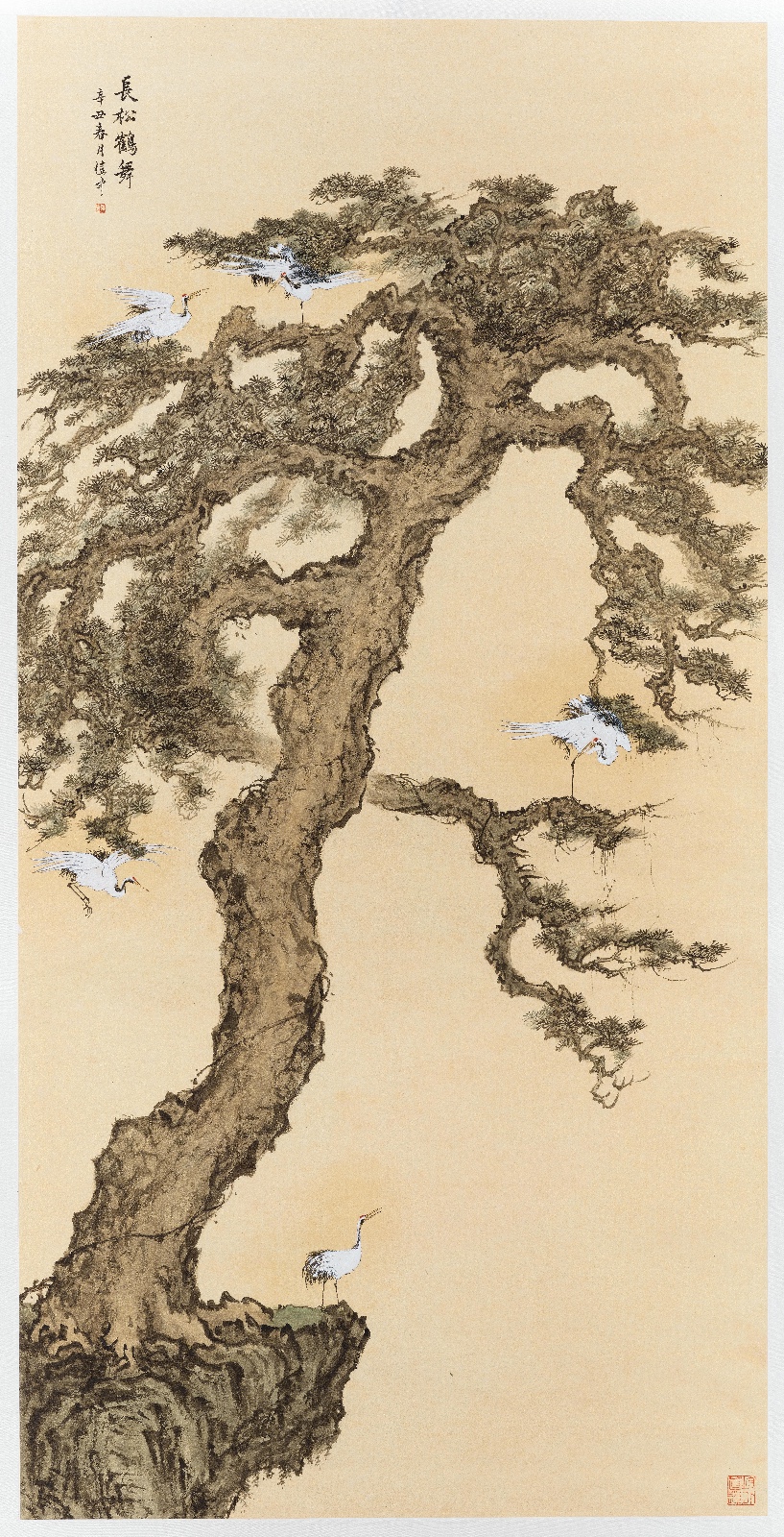 王恺中 长松鹤舞69x137cm.jpg