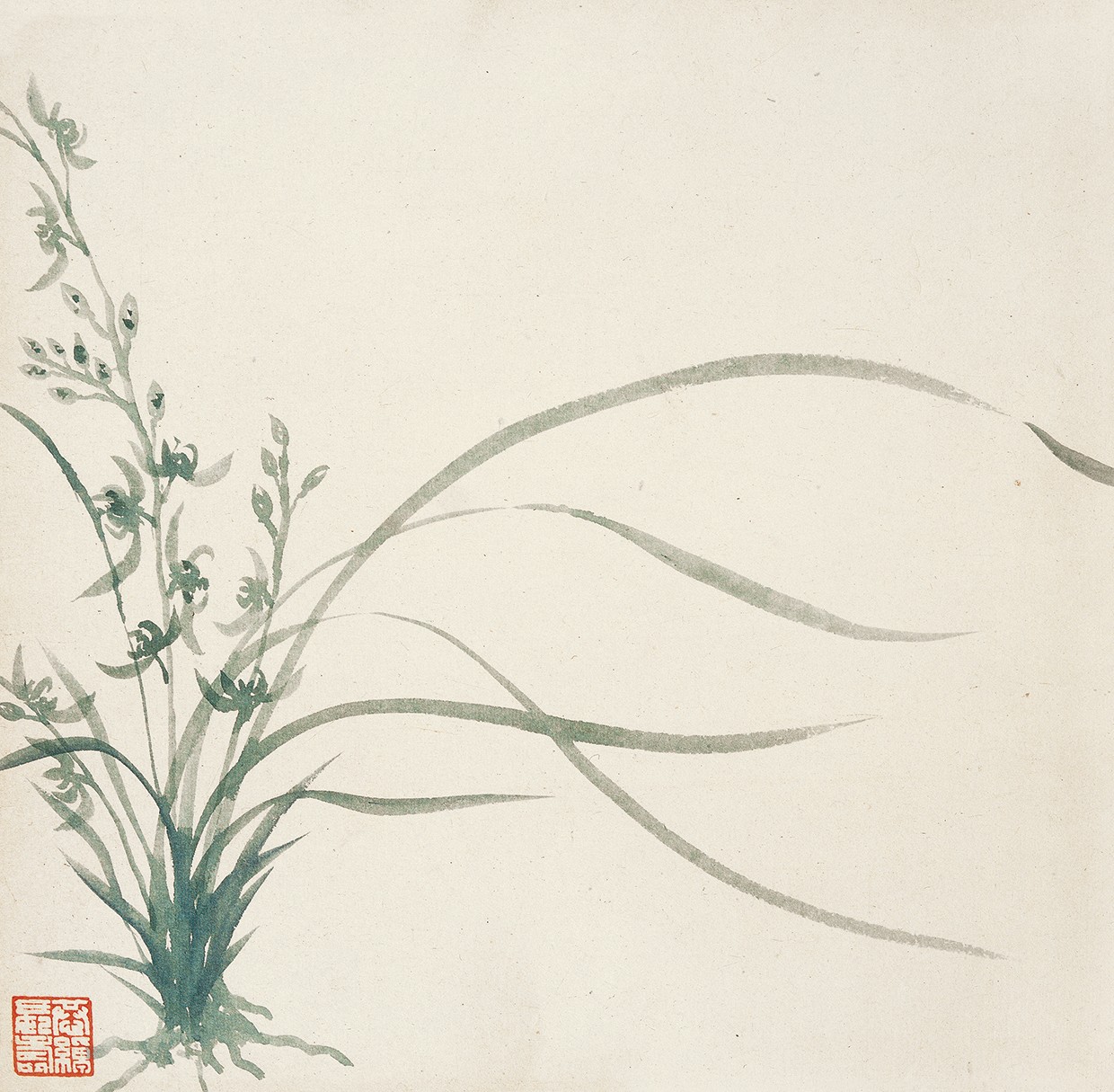 兰花图 叶恭绰 25cm×25cm 无年款 纸本设色 北京画院藏.jpg