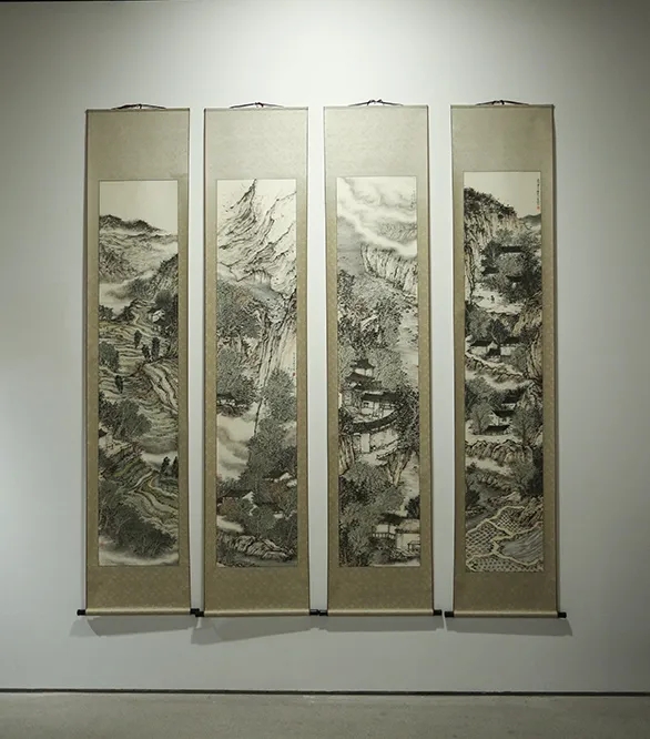 3、“梦里人家”系列 韩亭亭 200x40cmx4 纸本水墨 2013.jpg