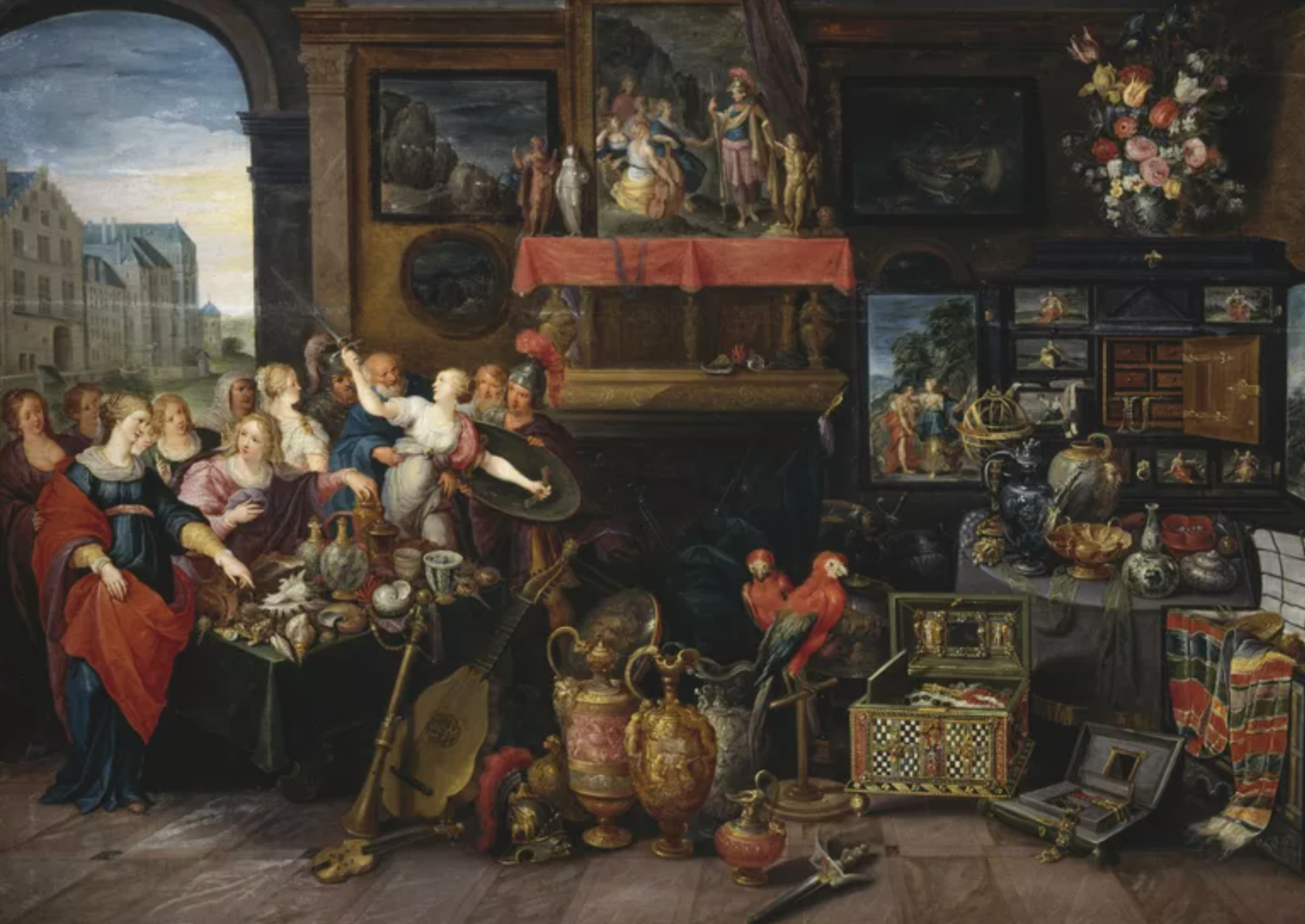 图5 奥德修斯在吕科墨得斯的女儿们中认出阿喀琉斯，Atelier de Frans II Francken ， 约1620年.png