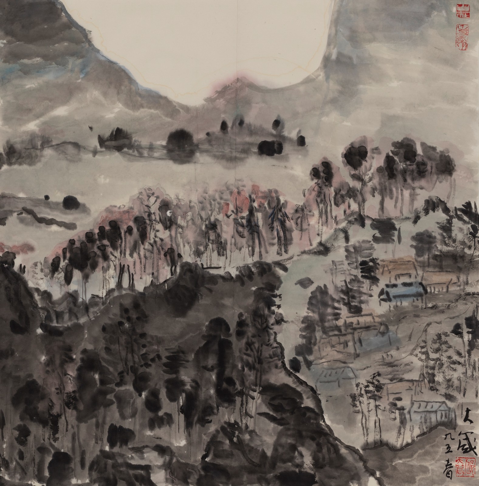 07 Shao Dazhen, “Up and Down the Mountain”, Ink on paper, 53x54cm, 1995.jpg