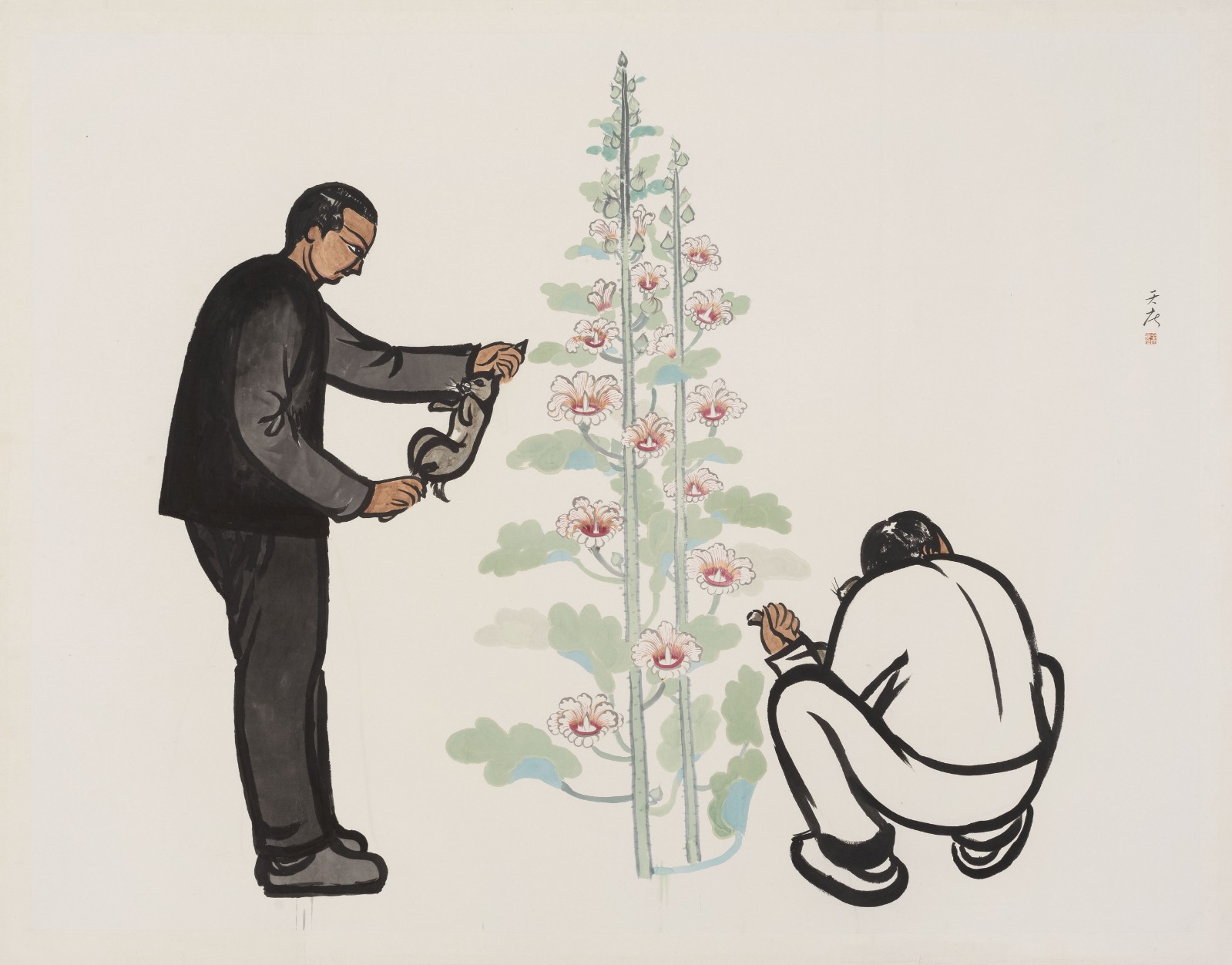 仝天庆 Tong Tianqing_蜀葵 Hollyhocks_纸本水墨设色 Ink and color on paper_240x310cm_2022.JPG