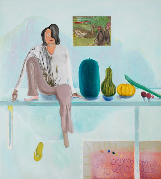 Duan Jianyu, Dining Table (Front), 2021, oil, acrylic, spray paint, oil-based marker and pencil on canvas, 180 × 200 cm.jpg