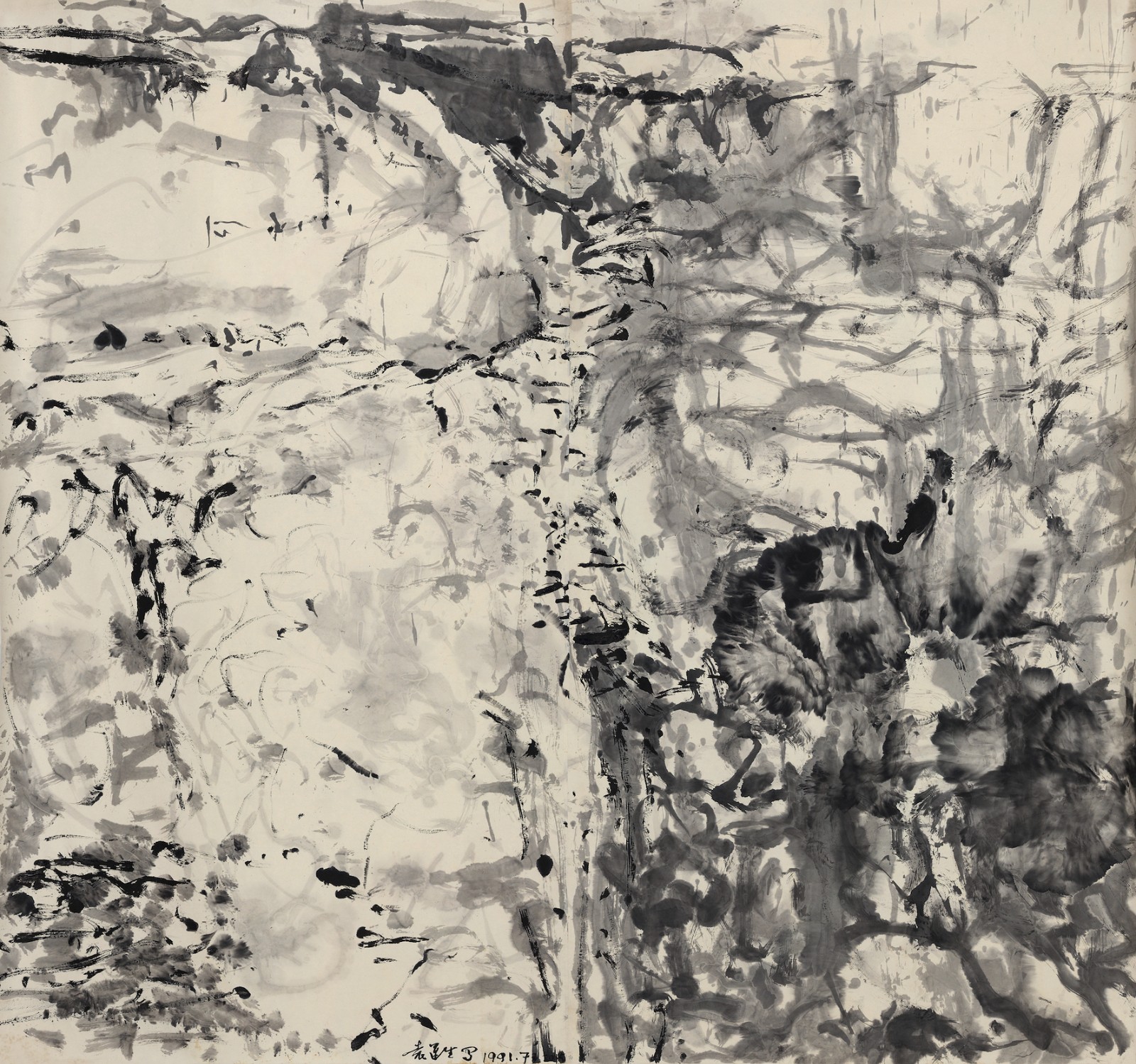 袁运生 Yuan Yunsheng，《见·山》See·Mountain，纸本水墨 Ink on paper，180×193cm，1991.jpg