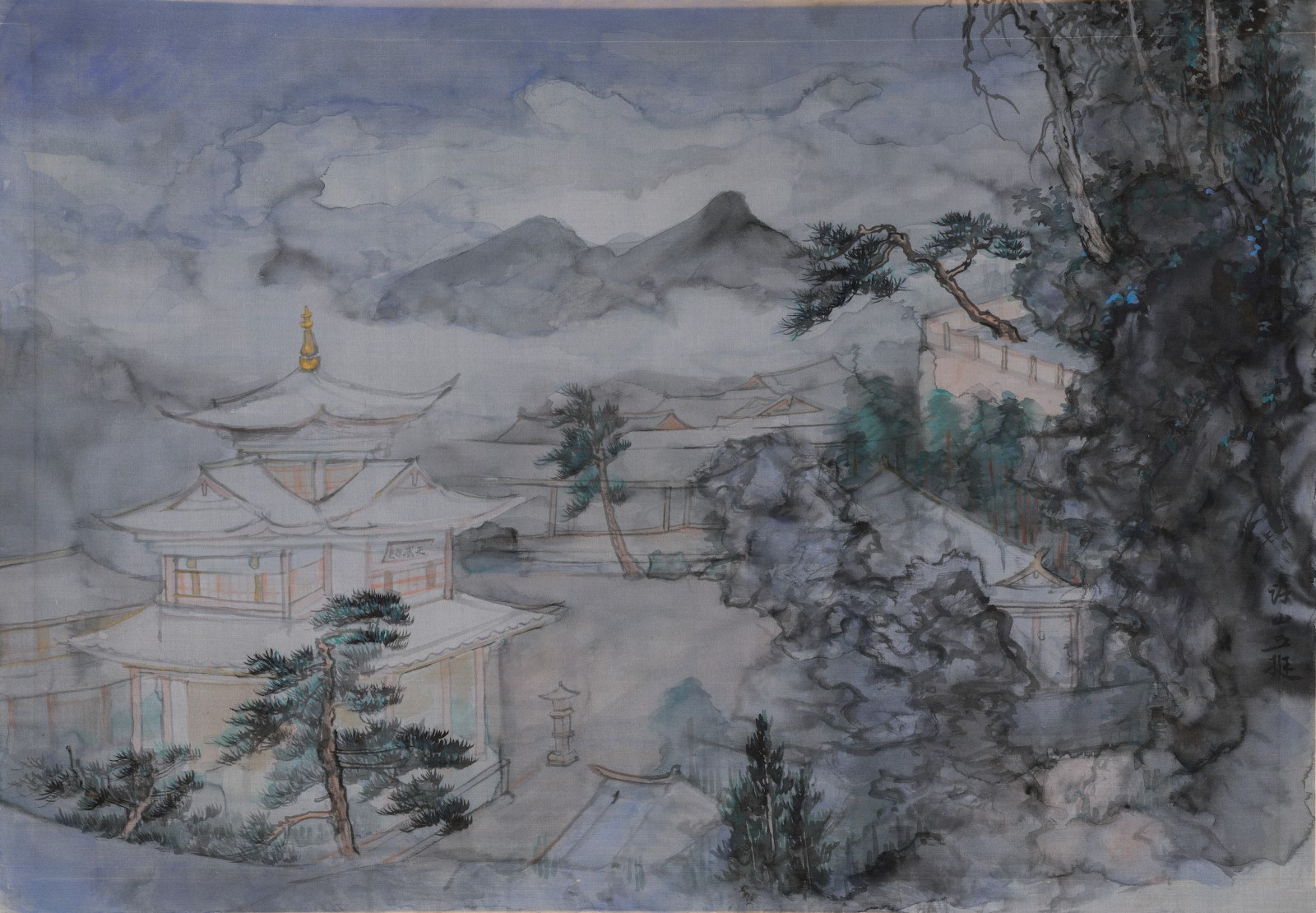 18 “Sketch in Lijiang”, ink and color on silk, 86.3×61cm, 2020.jpg