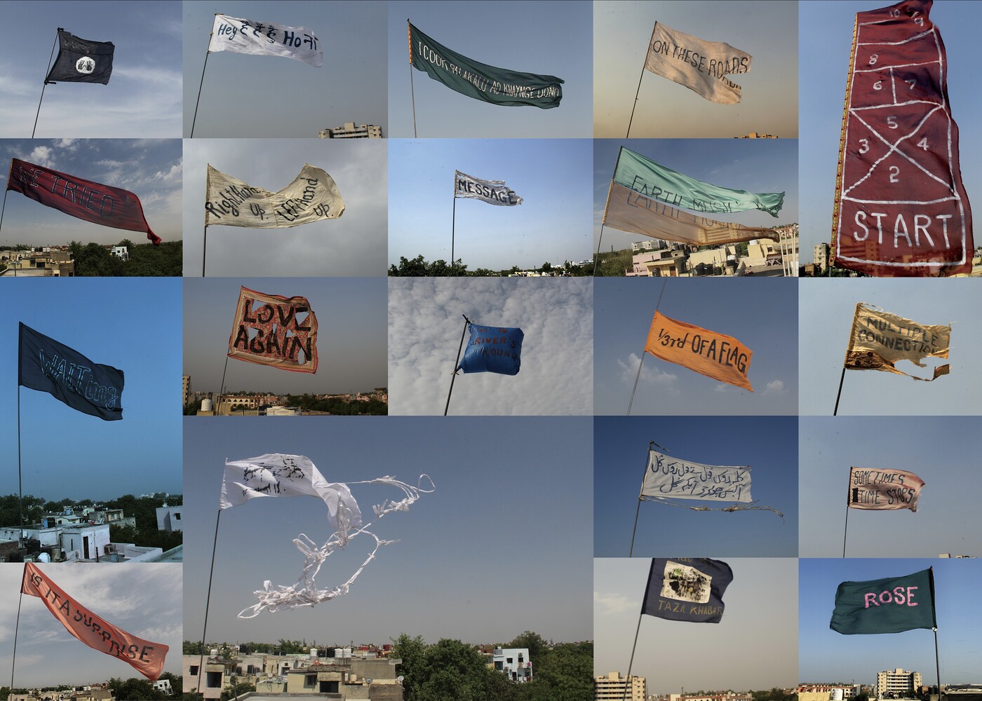 Inder Salim, Flag  series from My Terrace during Covid-19 Pandemic, 2019. 191 flags, video. Variable sizes..jpg