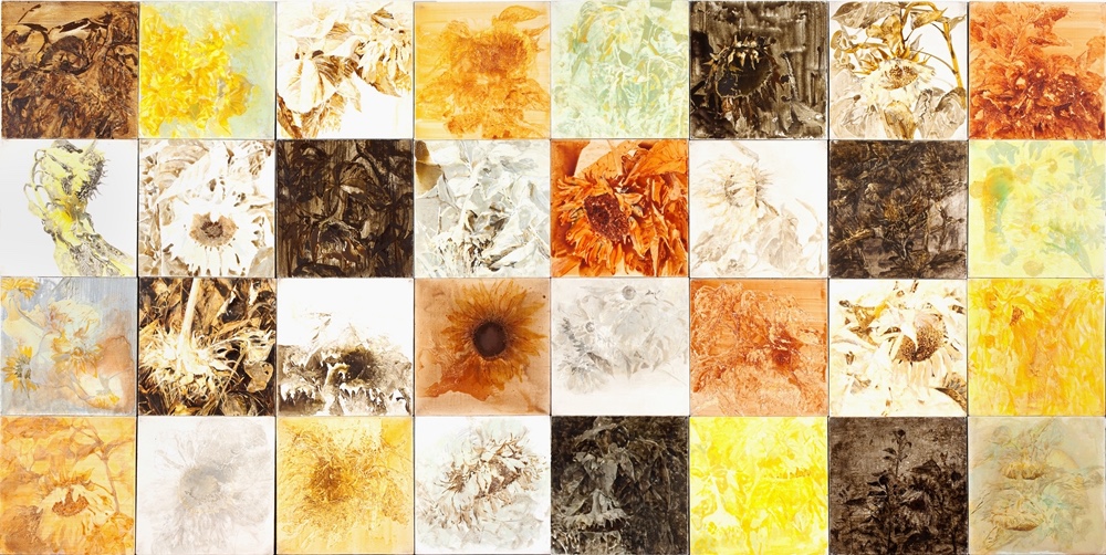 图5：《向日葵日记》坦培拉40×40cm×32张2010年.jpg