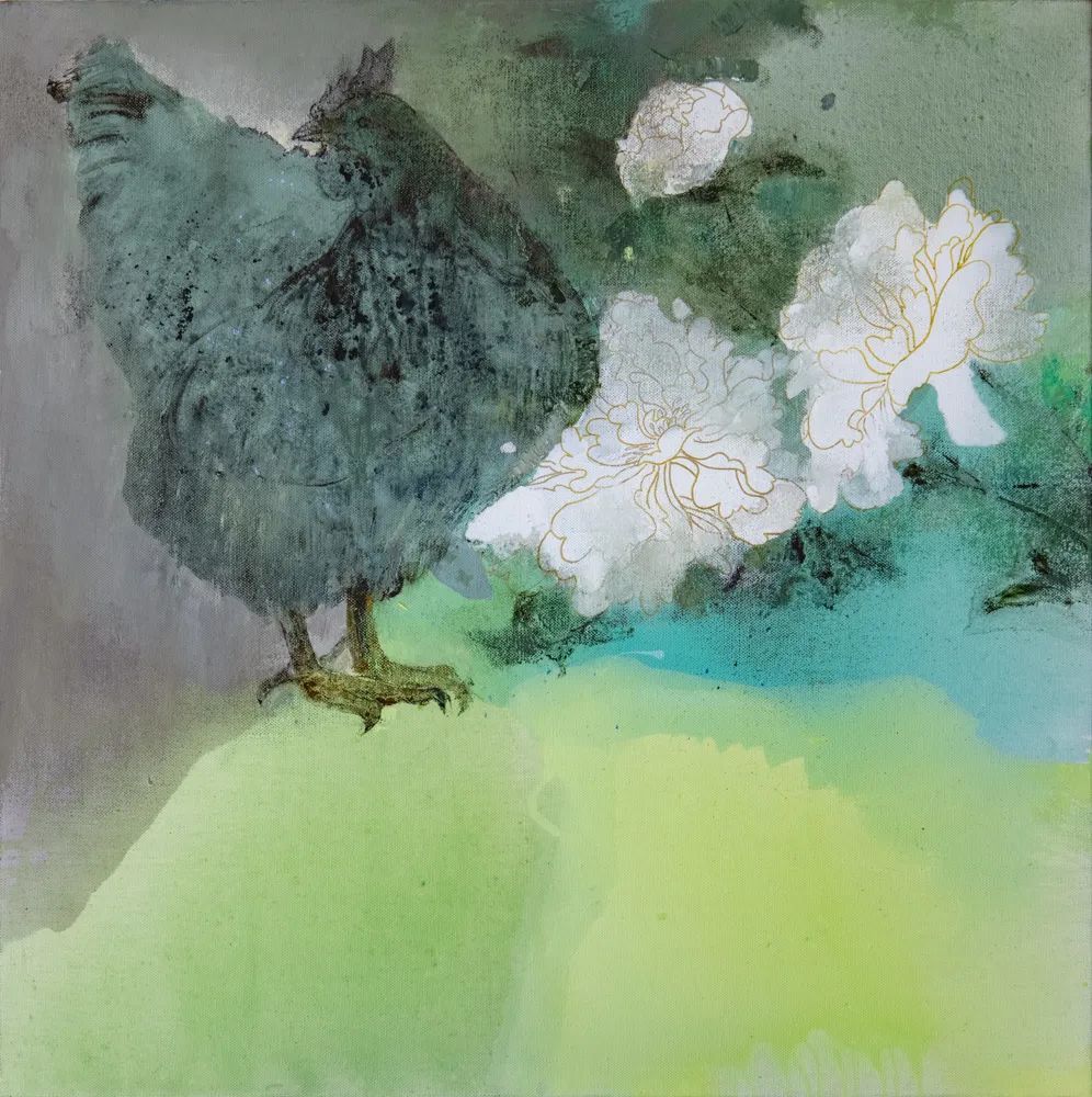 陈子君，《规训 ·白牡丹》，布上丙烯、油画，100X100cm，2021年.jpg