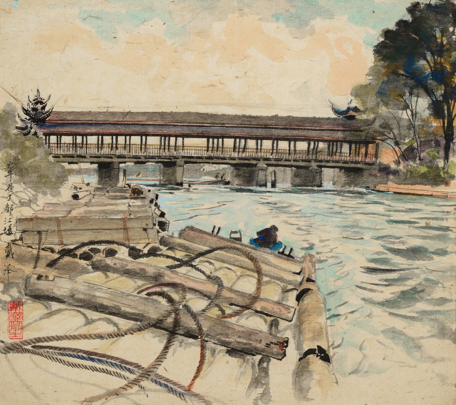 37 Dai Ze, “Dujiangyan”, 43×38cm, Chinese painting on paper, 1962, private collection.jpg