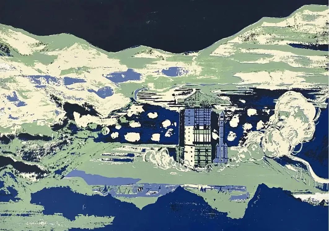 朱珈漫 《遥望·航空梦》  漏版   56x73cm    2022年.jpg