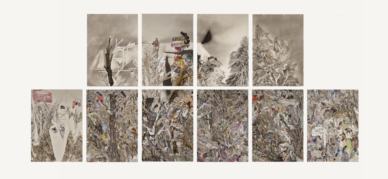 14《九歌》(10联)，亚麻布上综合材料，200×140cm-×-10，2014-2022｜Nine-Songs-(10-panels)，Comprehensive-material-on-linen，200×140cm-×-10，2014-2022.jpg