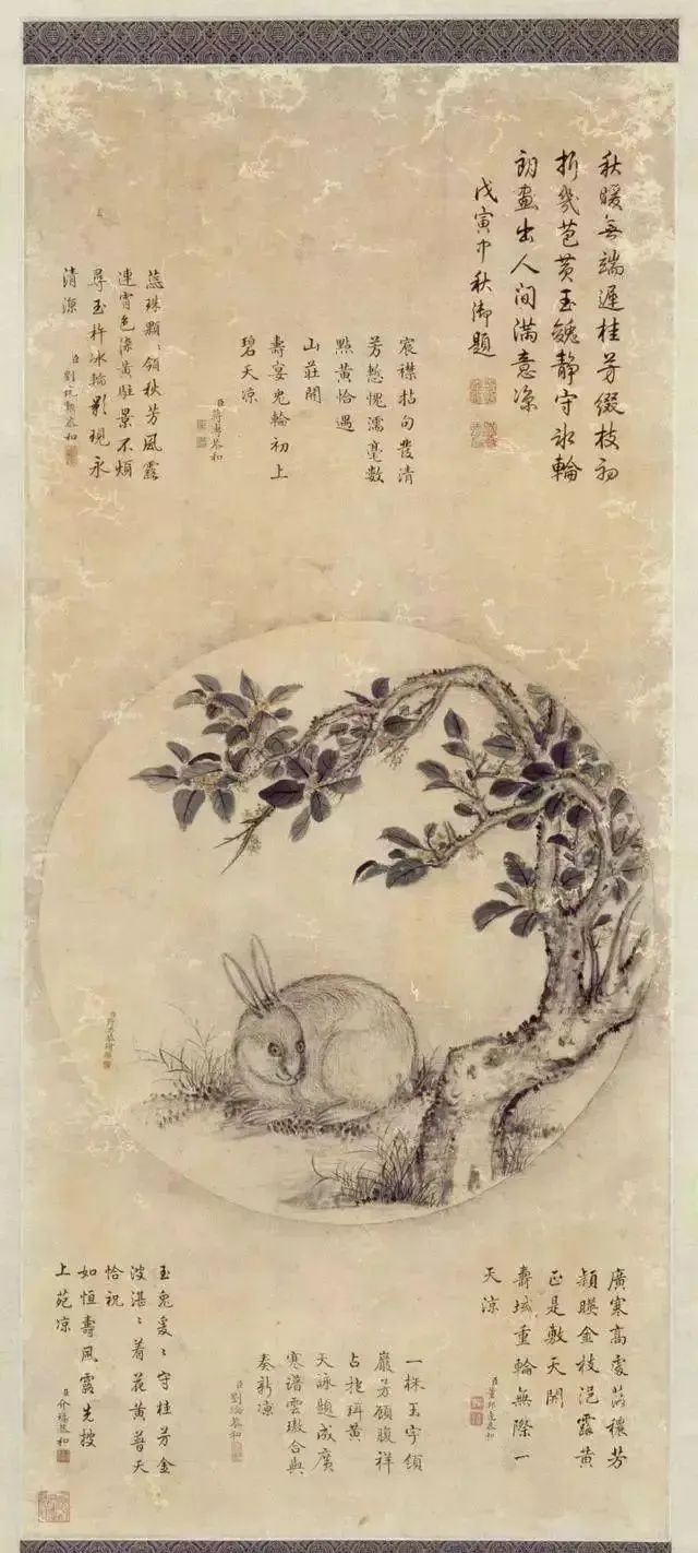 28 清 蒋溥 月中桂兔图 纸本设色 99.3×43.5cm 故宫博物院藏.jpg