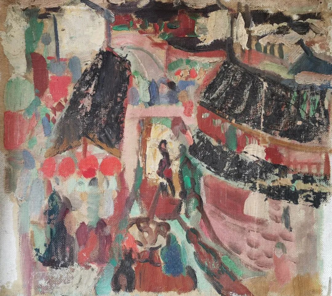 6.袁运生，《水乡的记忆》油画小稿，23×29cm，1962年.jpg