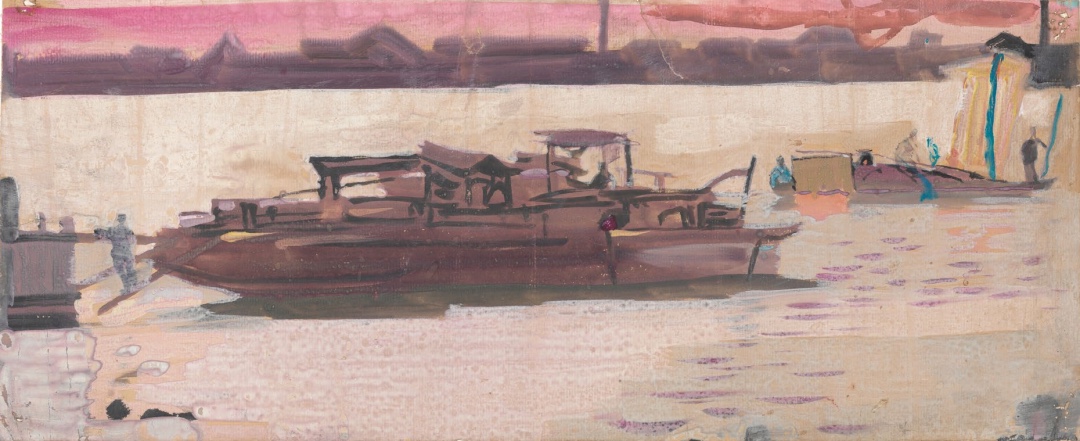 7.袁运生，《家门外护城河一景》，29.7×56.5cm，1950年初.jpg