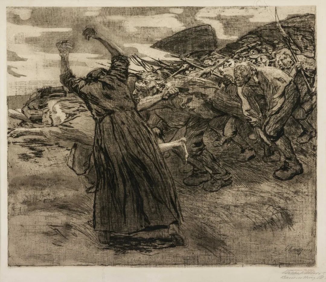 14.《农民战争系列：冲锋》 Peasants' War Series- Outbreak 凯绥·柯勒惠支 Käthe Kollwitz 1902 .jpg