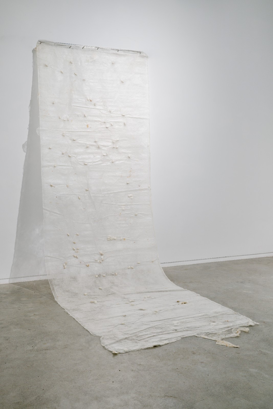 12 梁绍基，《残山水》，蚕丝、蚕茧，500cm×150cm，2009年。作品由艺术家及香格纳画廊提供 Liang Shaoji，Broken Landscape.jpg