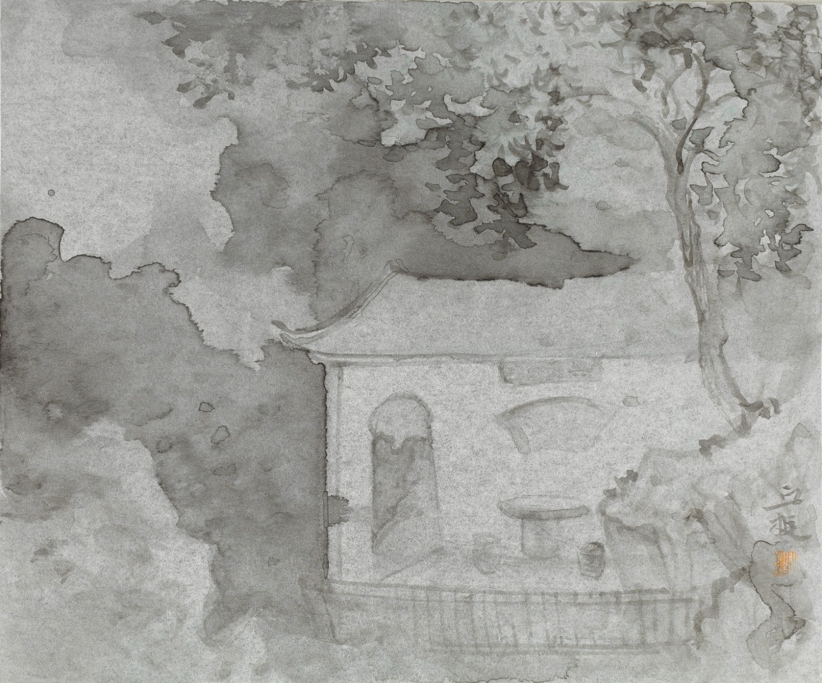 19.《与谁同坐》38.2×46cm 银笺水墨 2021年.jpg